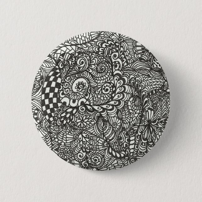 Badge Rond 5 Cm Bouton noir et blanc de griffonnage (Devant)