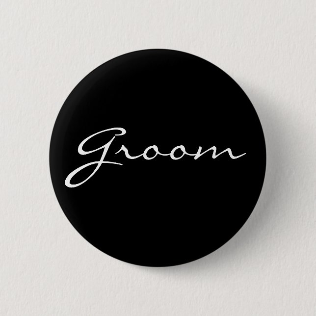 Badge Rond 5 Cm Bouton noir et blanc de marié (Devant)
