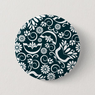 Badge Rond 5 Cm Bouton noir et blanc élégant