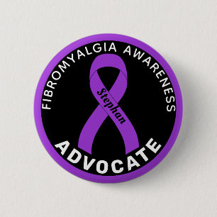 Badge Rond 5 Cm Bouton noir Fibromyalgie Sensibilisation au ruban