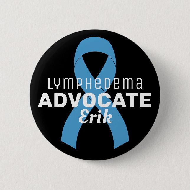 Badge Rond 5 Cm Bouton noir Lymphedema Advocate de ruban (Devant)