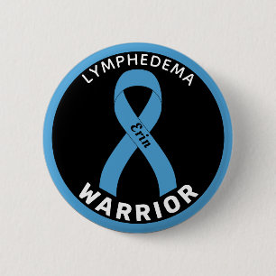 Badge Rond 5 Cm Bouton noir Lymphedema Warrior Ribbon