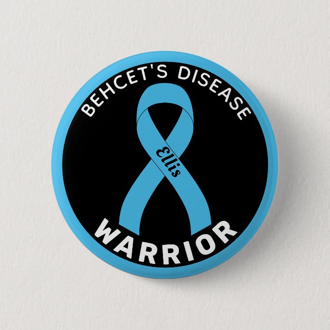 Badge Rond 5 Cm Bouton noir Ruban guerrier de Behcet's Disease (Devant)