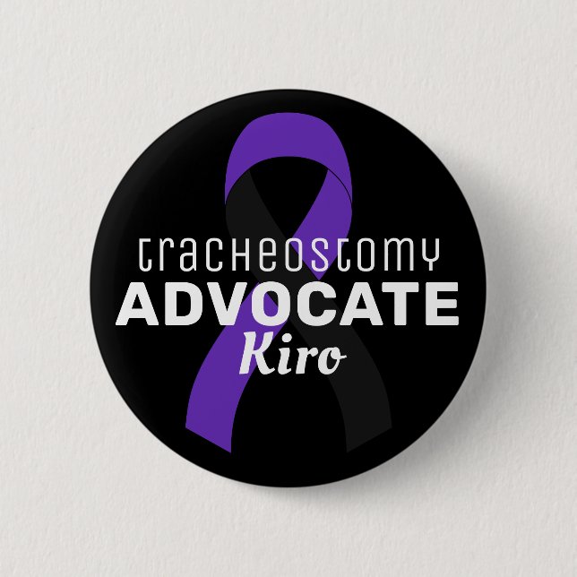 Badge Rond 5 Cm Bouton noir Tracheostomy Advocate de ruban (Devant)