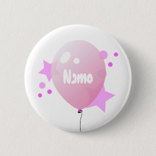 Badge Rond 5 Cm Bouton Nom du ballon rose