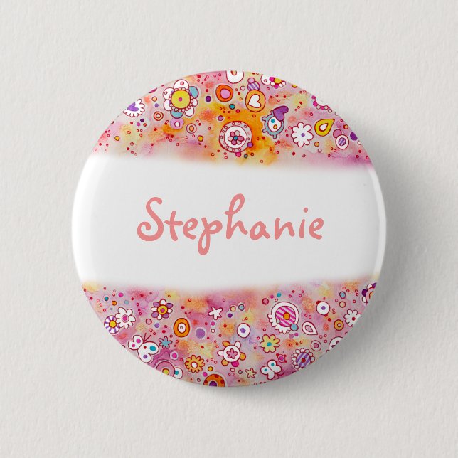 Badge Rond 5 Cm Bouton Nom personnalisé (Devant)