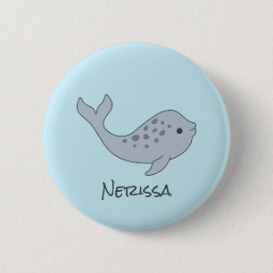 Badge Rond 5 Cm Bouton nommé de Tuskless Narwhal