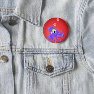 Badge Rond 5 Cm Bouton Octopus KiniArt
