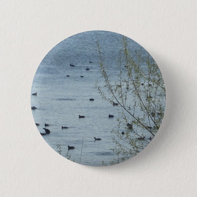 Badge Rond 5 Cm Bouton Oiseaux du lac (Devant)