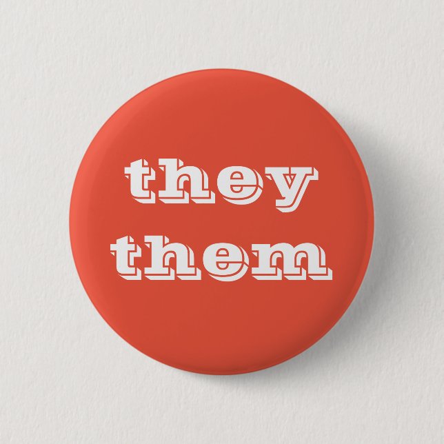 Badge Rond 5 Cm Bouton orange blanc Pronoun Ils/Eux (Devant)