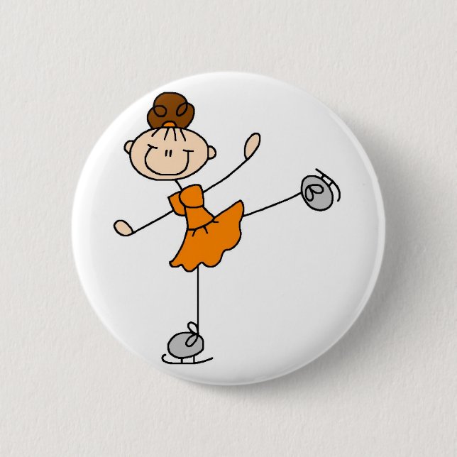 Badge Rond 5 Cm Bouton orange de patineur artistique (Devant)