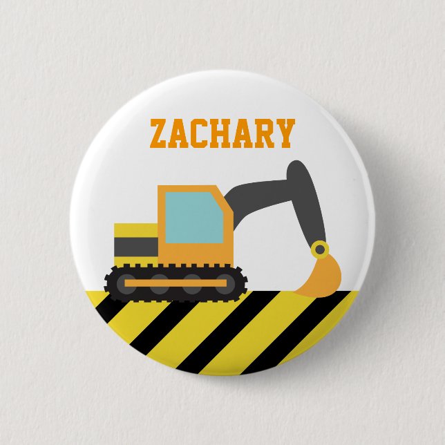 Badge Rond 5 Cm Bouton orange de véhicule de construction (Devant)