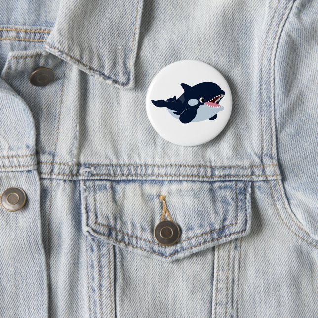 Badge Rond 5 Cm Bouton Orca Bébé Carton mignon (En situation)