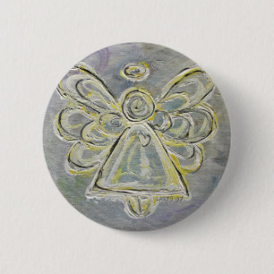 Badge Rond 5 Cm Bouton ou épingle blanc et argenté