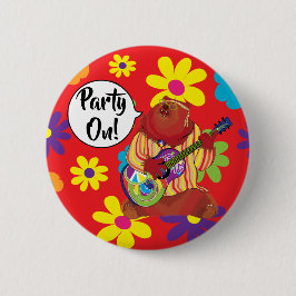 Badge Rond 5 Cm Bouton Ours Guitare super