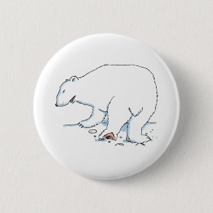 Badge Rond 5 Cm Bouton Ours polaire