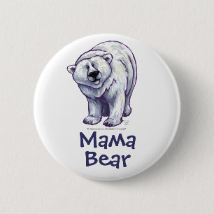 Badge Rond 5 Cm Bouton Ours Polaire de maman
