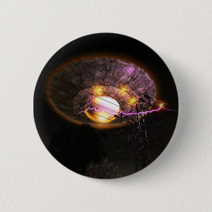 Badge Rond 5 Cm Bouton OVNI sur les lignes d'alimentation