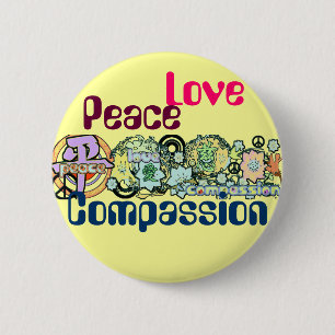 Badge Rond 5 Cm Bouton Paix Amour Compassion