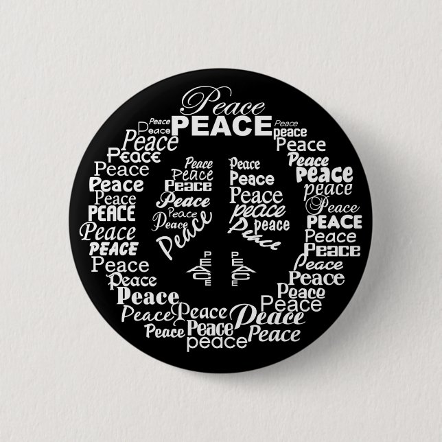 Badge Rond 5 Cm Bouton Paix - Noir & Blanc (Devant)