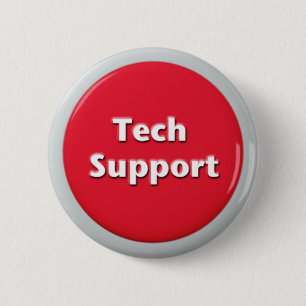 Badge Rond 5 Cm Bouton Panique rouge du support technique