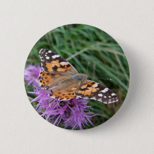 Badge Rond 5 Cm Bouton Papillon
