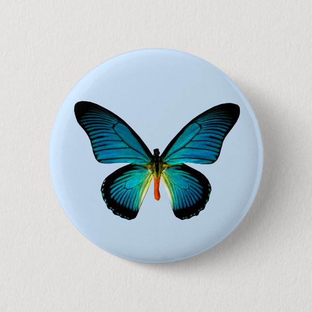 Badge Rond 5 Cm Bouton Papillon bleu (Devant)