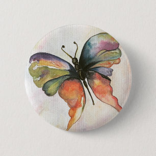 Badge Rond 5 Cm Bouton papillon du bonheur
