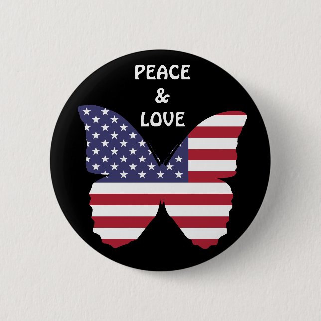 Badge Rond 5 Cm bouton papillon du drapeau américain (Devant)