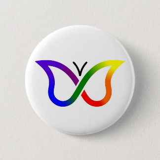 Badge Rond 5 Cm Bouton papillon TDAH Neurodiversité (blanc)