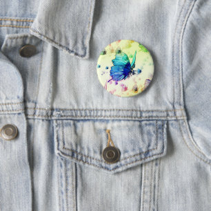 Badge Rond 5 Cm Bouton Papillons d'aquarelle