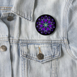 Badge Rond 5 Cm Bouton Parapluie violet & coeurs .7