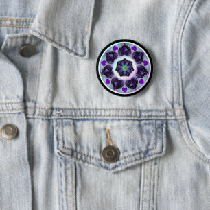 Badge Rond 5 Cm Bouton Parapluie violet & coeurs .7