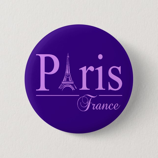 Badge Rond 5 Cm Bouton Paris France (Devant)