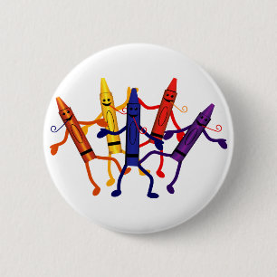 Badge Rond 5 Cm Bouton Parti Crayon