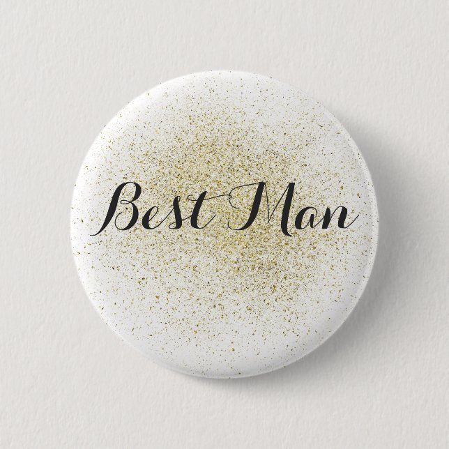 Badge Rond 5 Cm Bouton parties scintillant Gold Best Man (Devant)