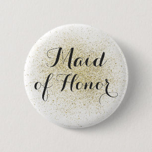 Badge Rond 5 Cm Bouton parties scintillant Gold Maid of Honor