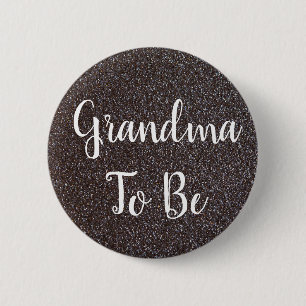 Badge Rond 5 Cm Bouton Parties scintillant noir et argent
