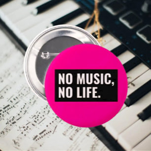 Badge Rond 5 Cm Bouton Pas de musique, pas de vie – Monte le son