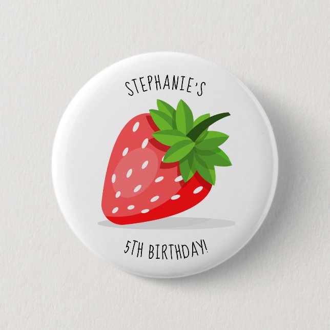 Badge Rond 5 Cm Bouton Patch fraise (Devant)