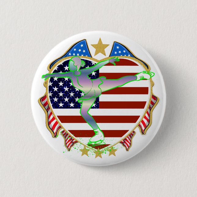 Badge Rond 5 Cm BOUTON Patinage artistique USA (Devant)