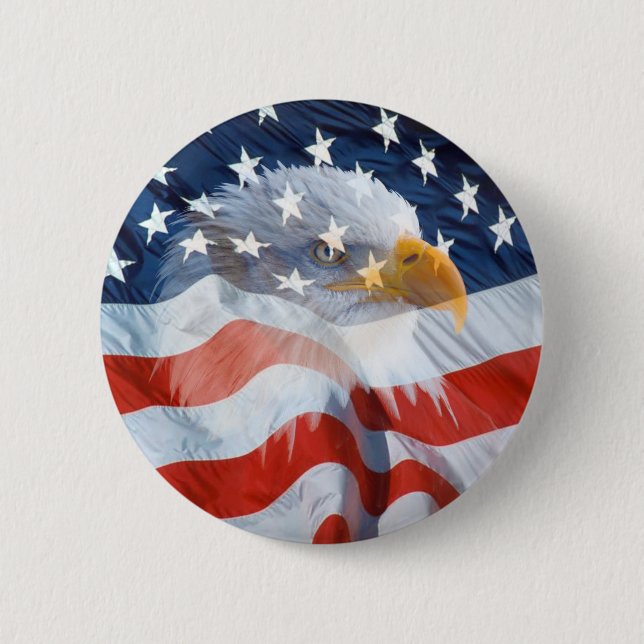 Badge Rond 5 Cm Bouton patriotique de drapeau américain d'Eagle (Devant)