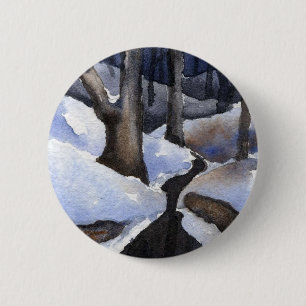 Badge Rond 5 Cm Bouton Paysage d'hiver
