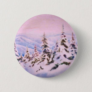 Badge Rond 5 Cm Bouton Paysage d'hiver