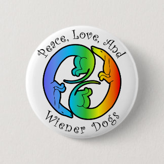 Badge Rond 5 Cm Bouton Peace, Love & Wiener Dogs
