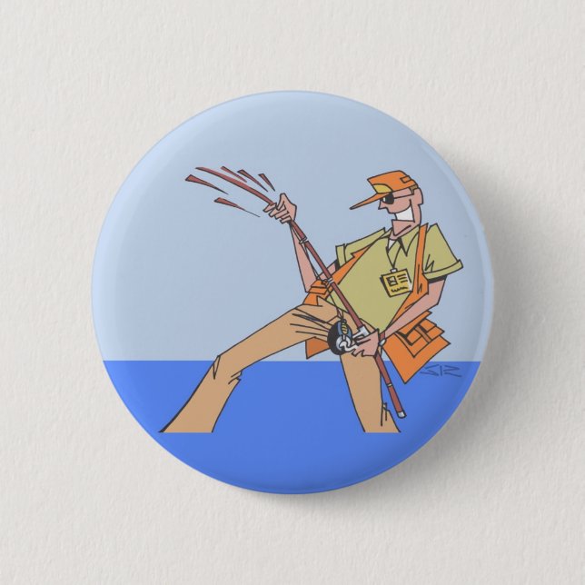 Badge Rond 5 Cm Bouton Pêcheur (Devant)