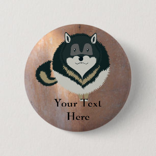 Badge Rond 5 Cm Bouton pelucheux de loup