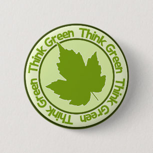 Badge Rond 5 Cm Bouton Penser vert