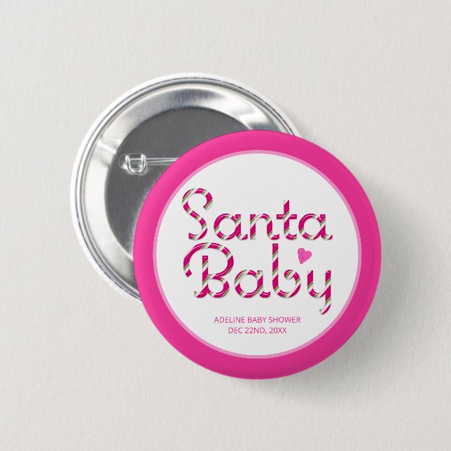 Badge Rond 5 Cm Bouton père Noël Baby Pink Holiday Baby shower (Devant & derrière)