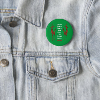 Badge Rond 5 Cm Bouton - Père Noël Reindeer -Rudolph